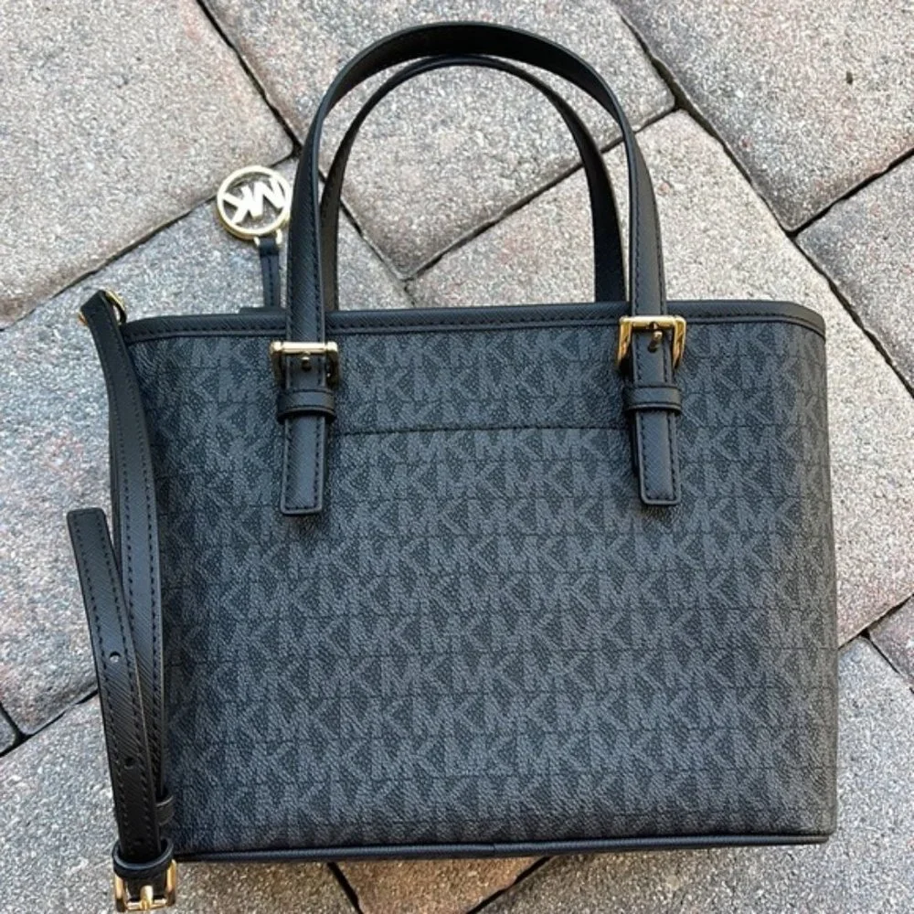 Michael Kors Jet Set Travel XS Carryall Tote Top Zip Tote Black - Picture 2 of 16